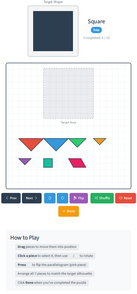 Tangram Puzzle - Classic Shape Puzzle Game - Free Online Puzzle Game